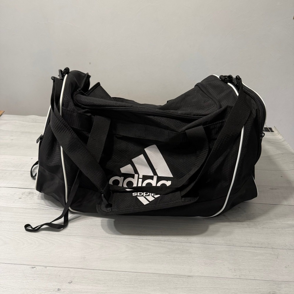 Adidas black and white medium‎ size duffel bag